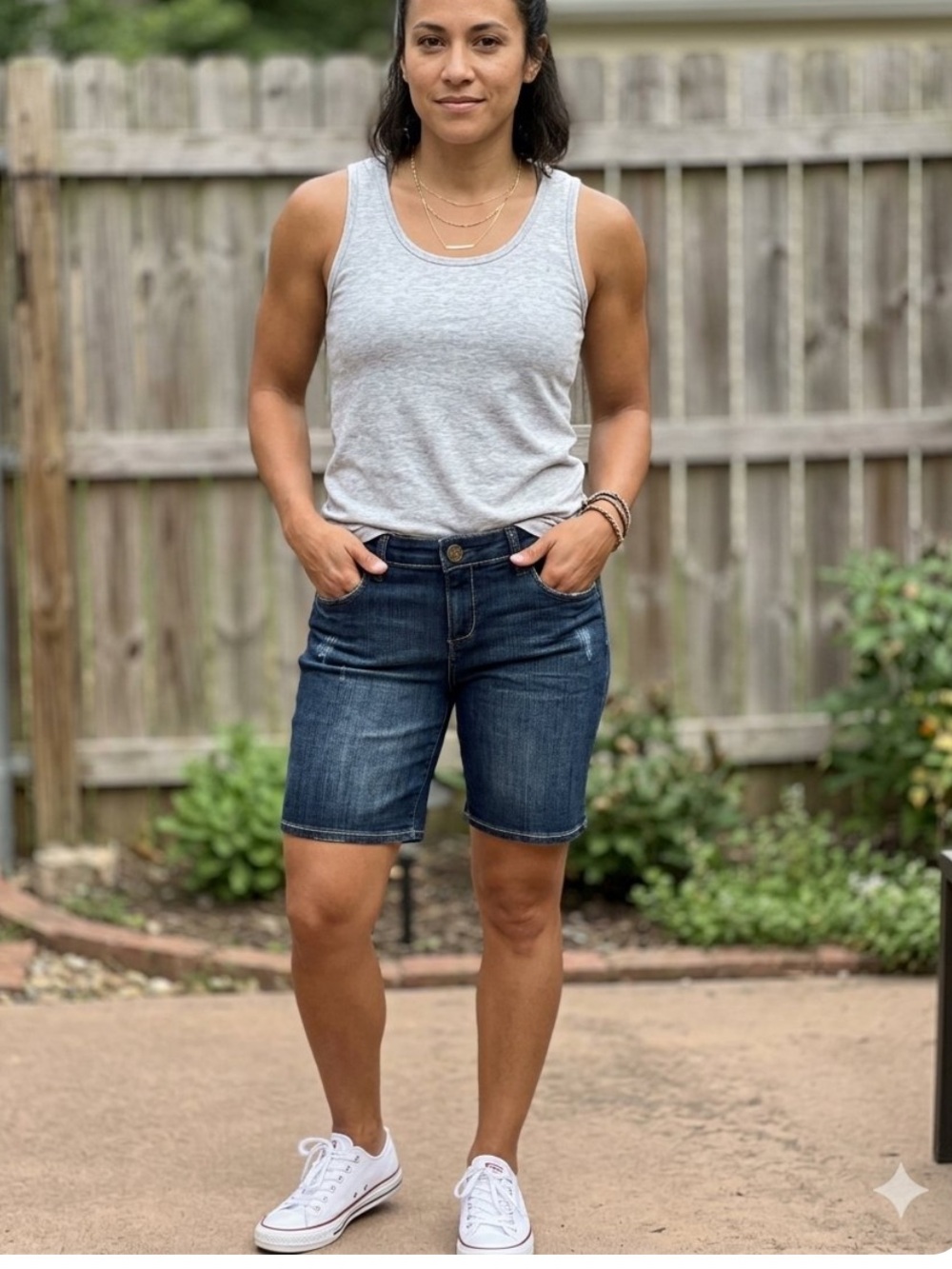 👗KUT from the Kloth Dark Wash Denim Bermuda Shorts - Blue